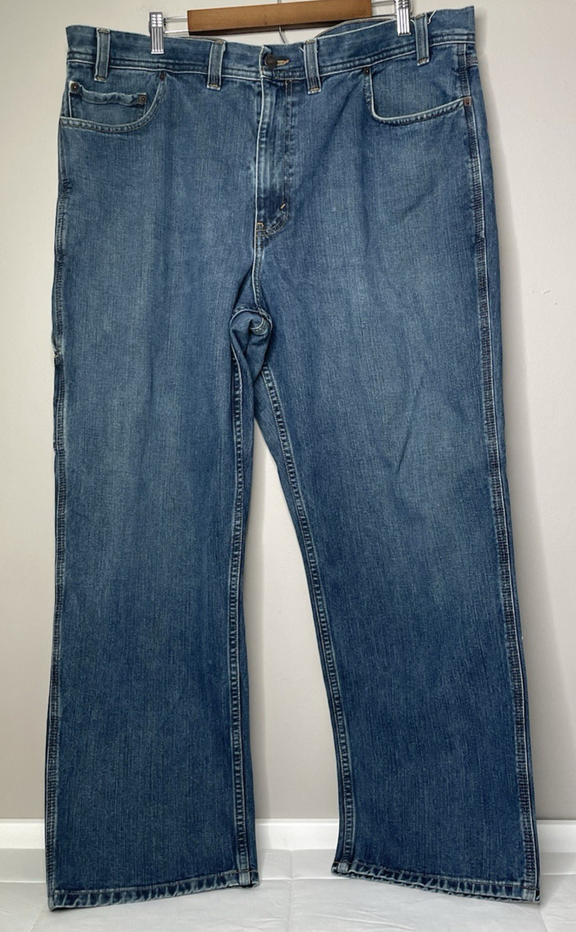 Eddie Bauer Mens Jeans 42x30 Blue Denim Carpenter Utility Workwear 100% Cotton